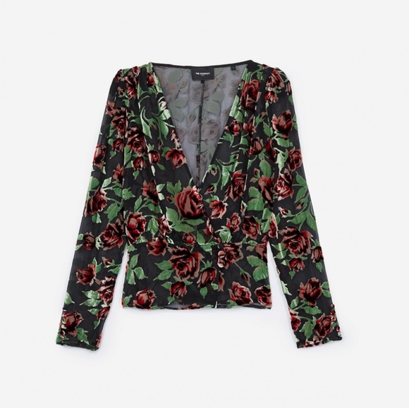 Kooples Velvet top with Neon Rose Motif - Picture 3 of 7